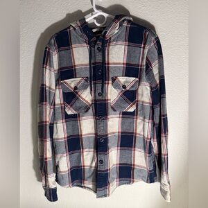 Express Blue and White Plaid Flannel Men’s Large